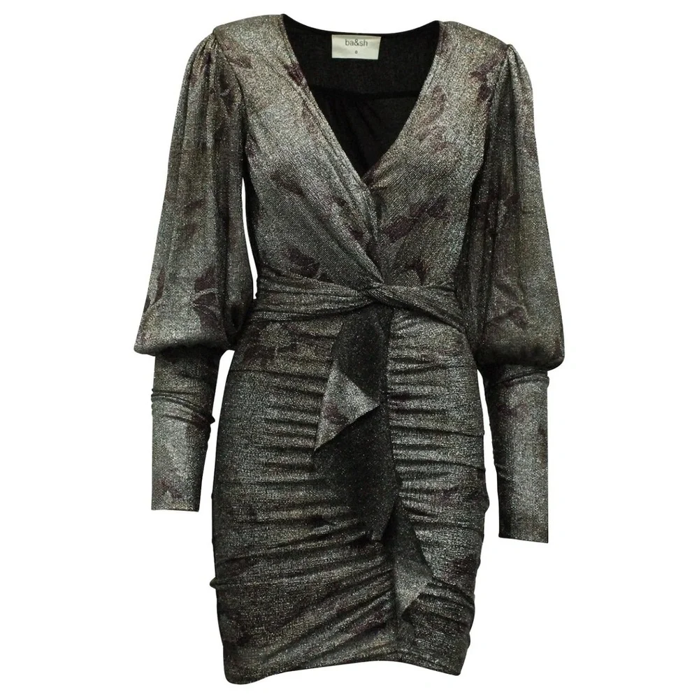 ba&sh Metallic silver Ruched Mini Dress 🛍️ - Picture 1 of 5